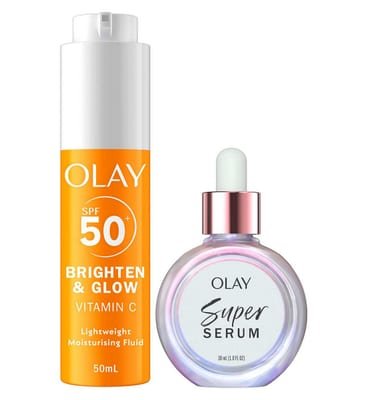 Olay Olay Vitamin C Brighten & Glow 3In1 Moisturiser Face Fluid Spf50 Super Serum Bundle, 30ml